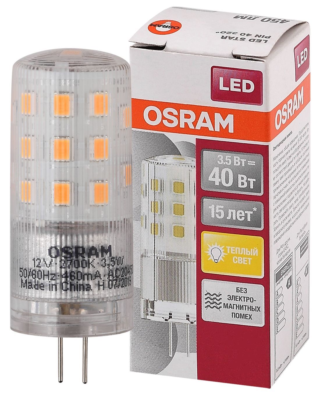 фото LEDSPIN40 CL 3,5W/827 12V G4 10X1RUOSRAM