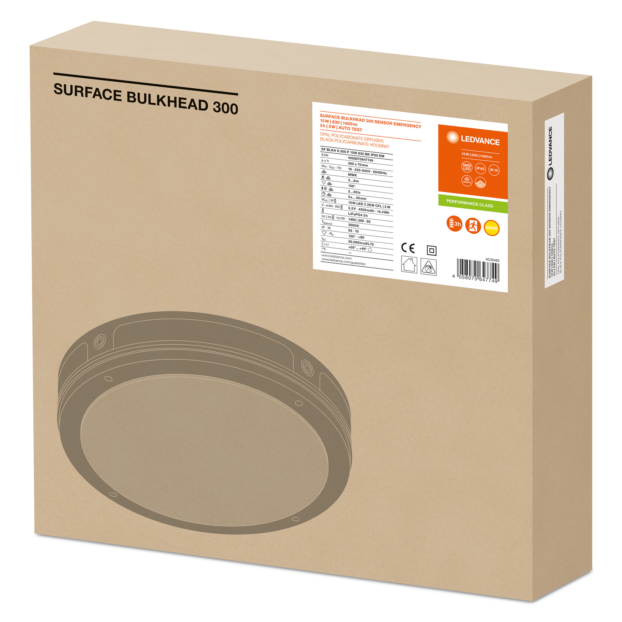 фото SF BLKH 300 15W/3000K S BK IP65 EM