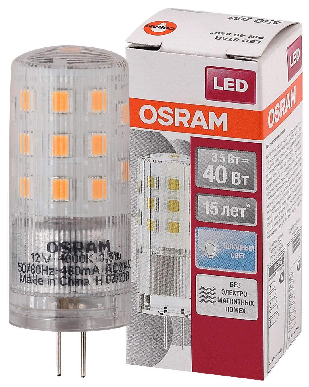 фото LEDSPIN40 CL 3,5W/840 12V G4 10X1RUOSRAM
