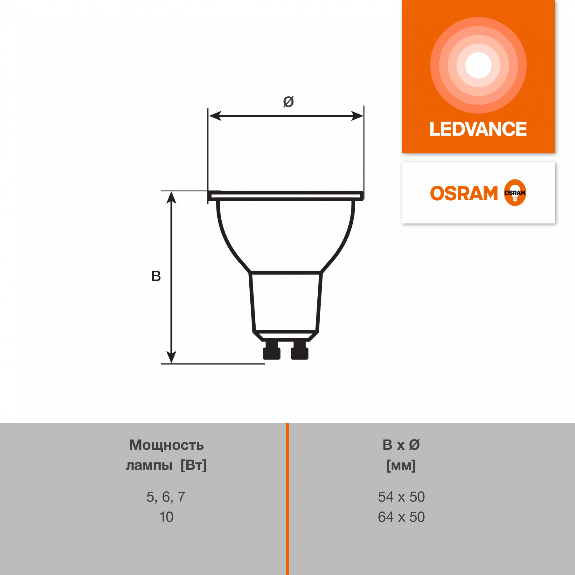 фото LVPAR1650 5W/927 170-250V FR GU10 OSRAM