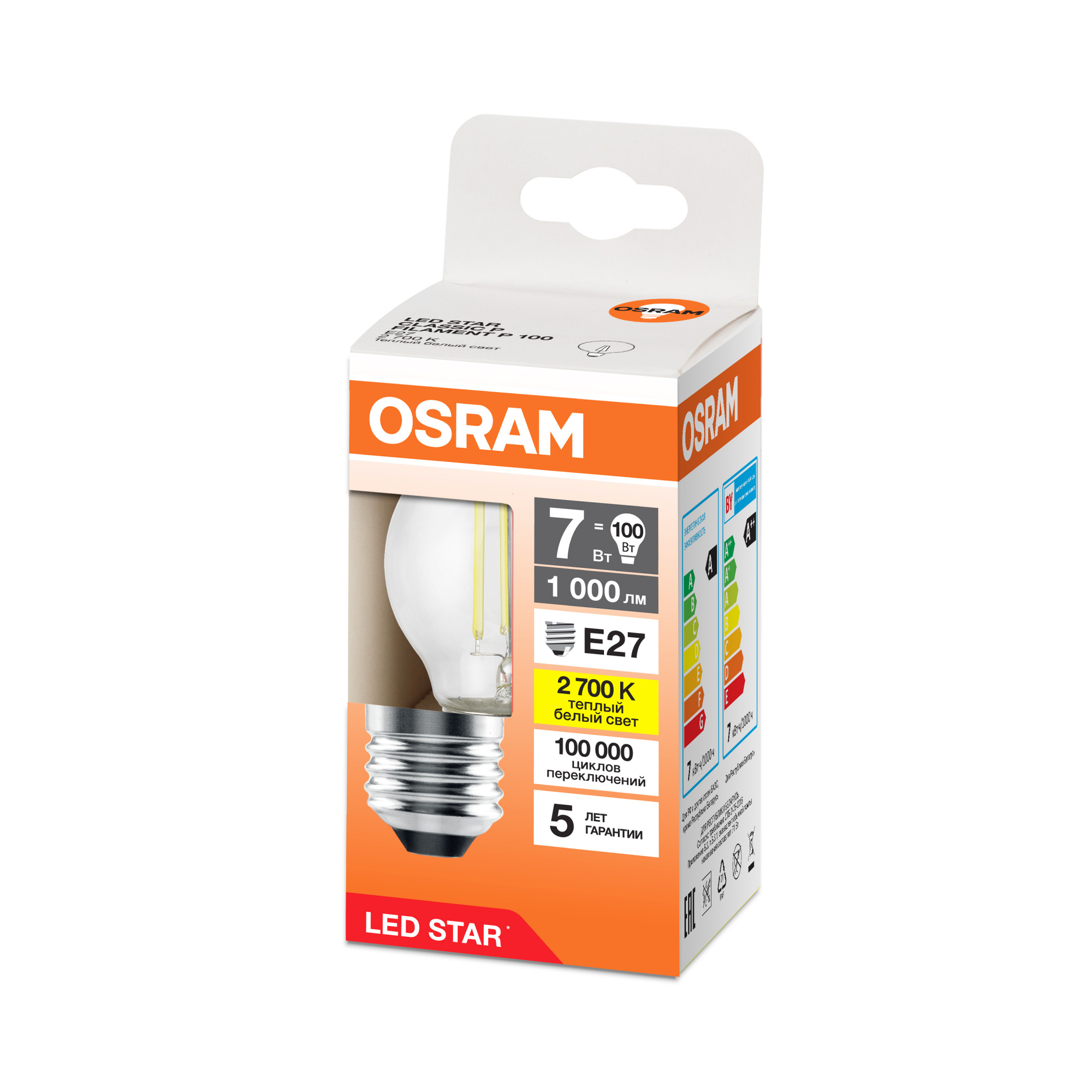 фото LS CLP100 7W/827 230VFILCL E27 FS1 OSRAM