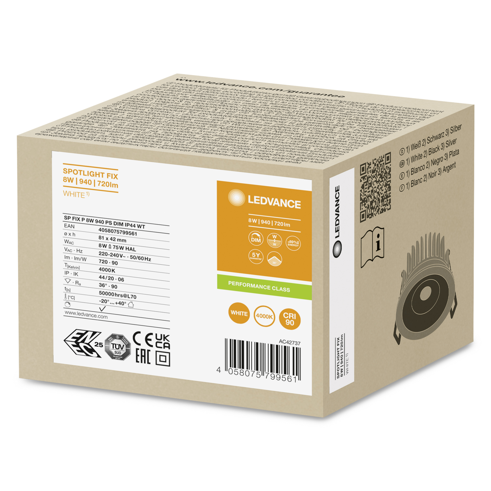 фото SPOT FIX 8W 940 PS DIM IP44 WT