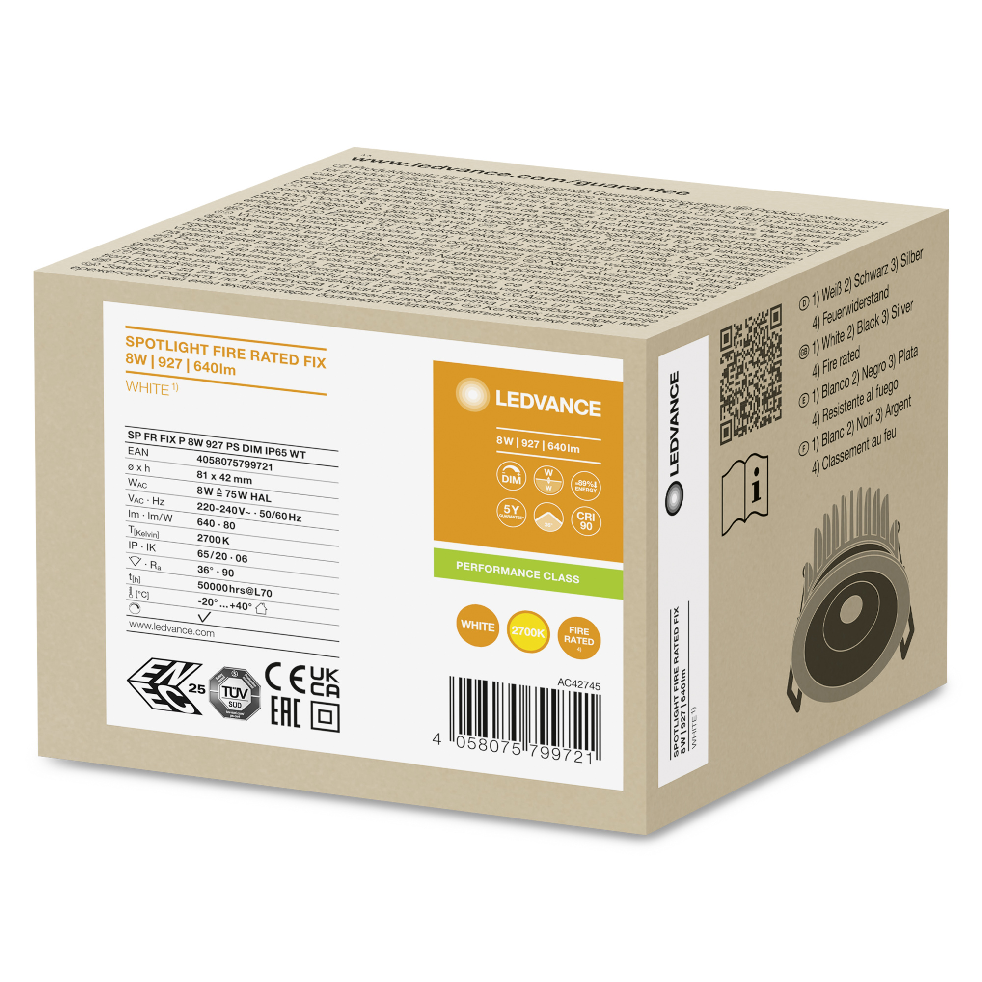 фото SP FP FIX P 8W 927 PS DIM IP65 WT
