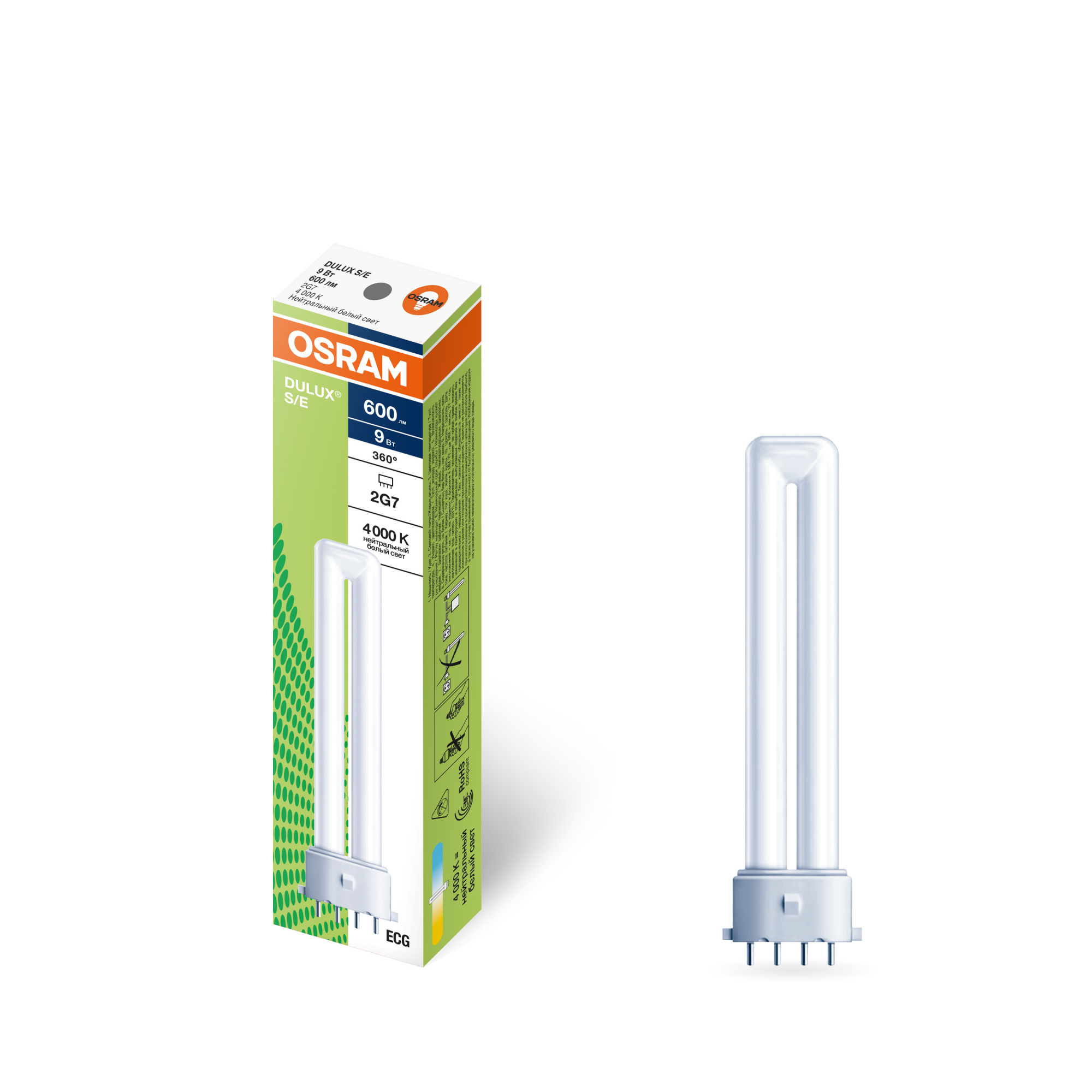 фото DULUX S-E 9W-840 2G7 FS1 OSRAM