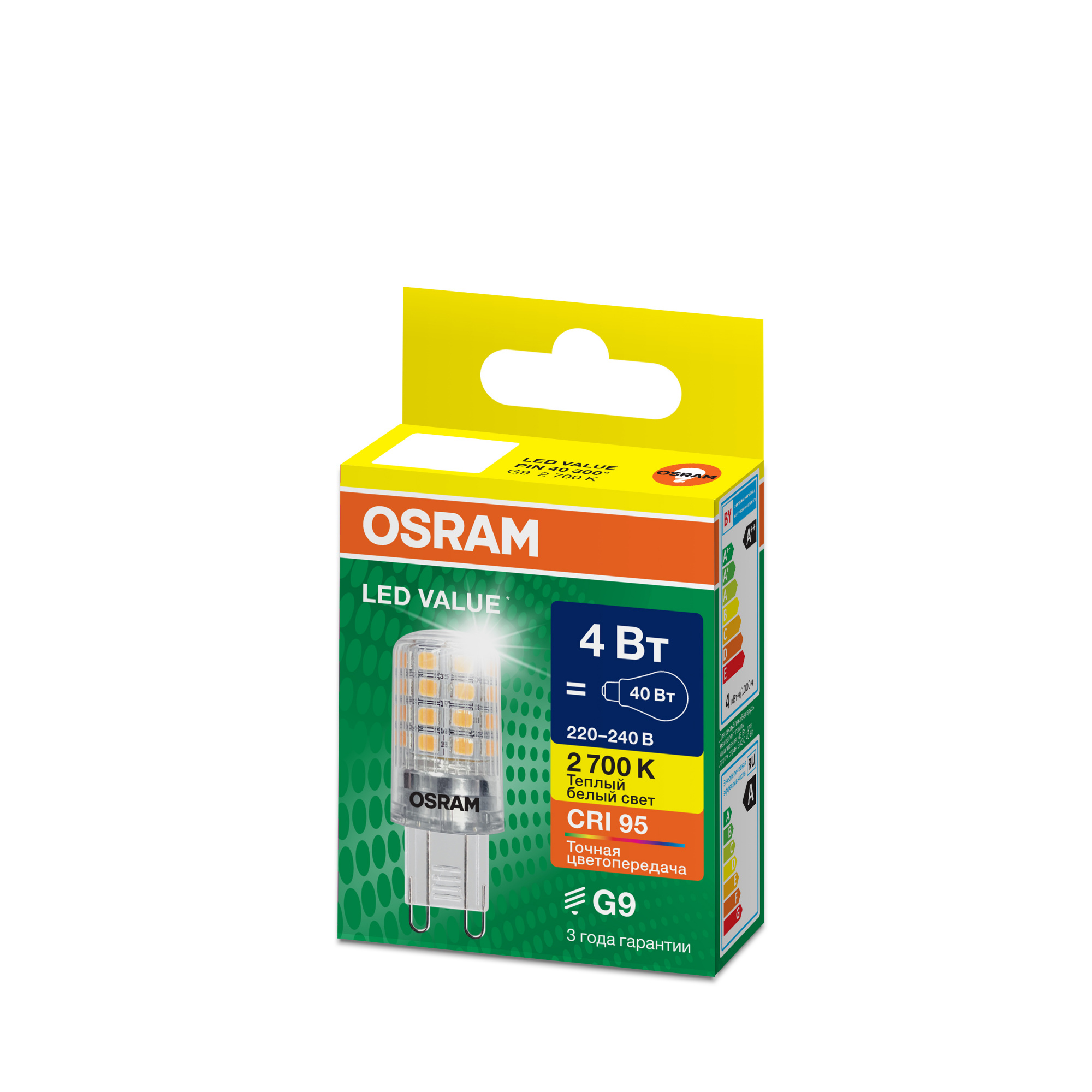 фото LVPIN40 4W/927 220-240V CL G9 OSRAM