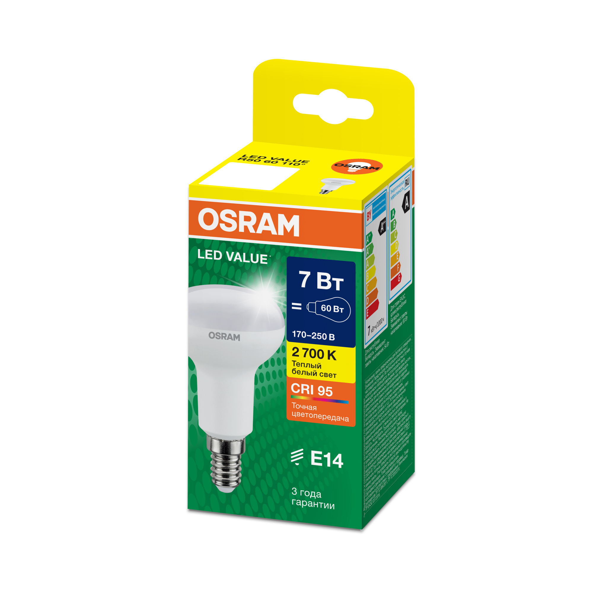 фото LVR5060 7W/927 170-250V FR E14 OSRAM