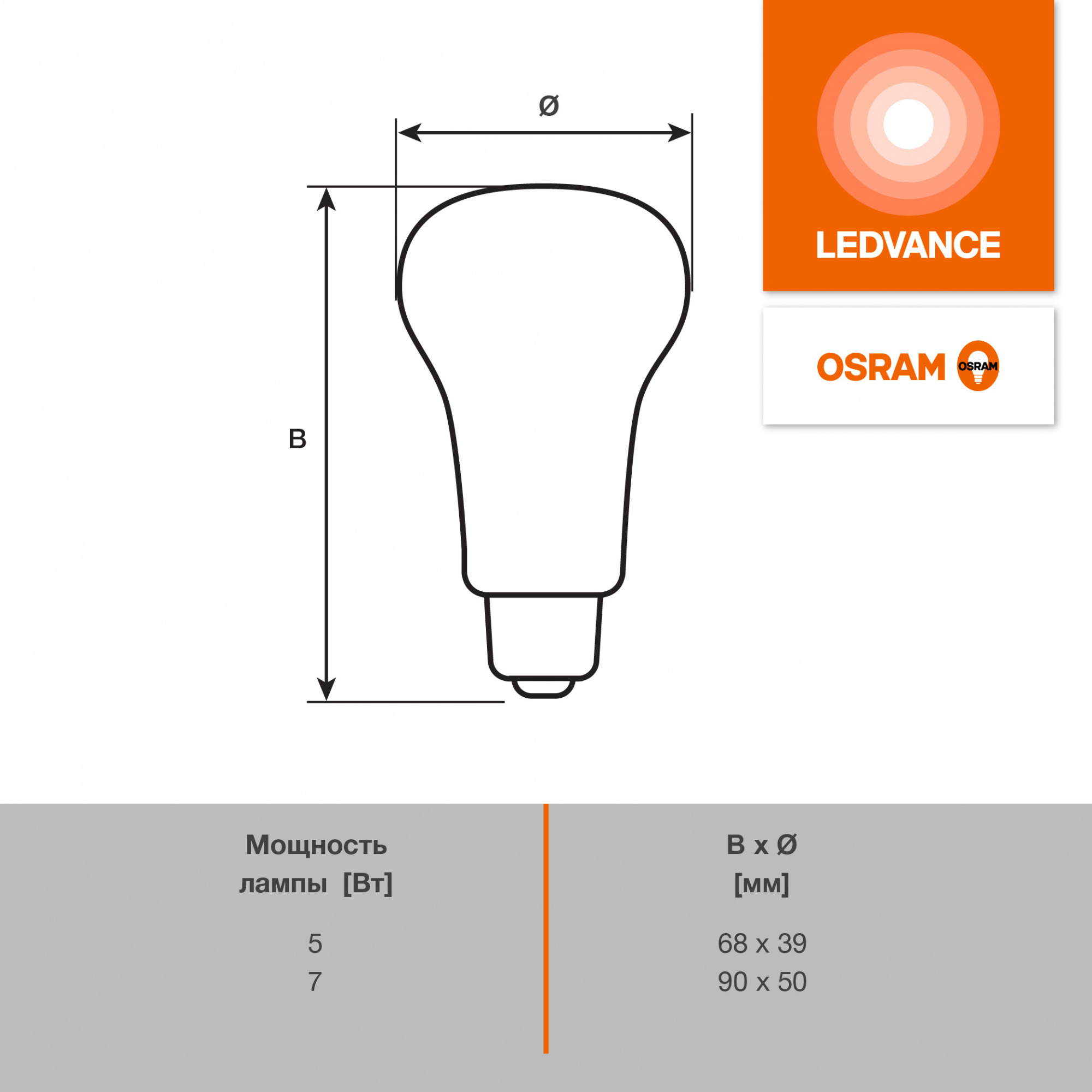 фото LVR3940 5W/927 170-250V FR E14 OSRAM