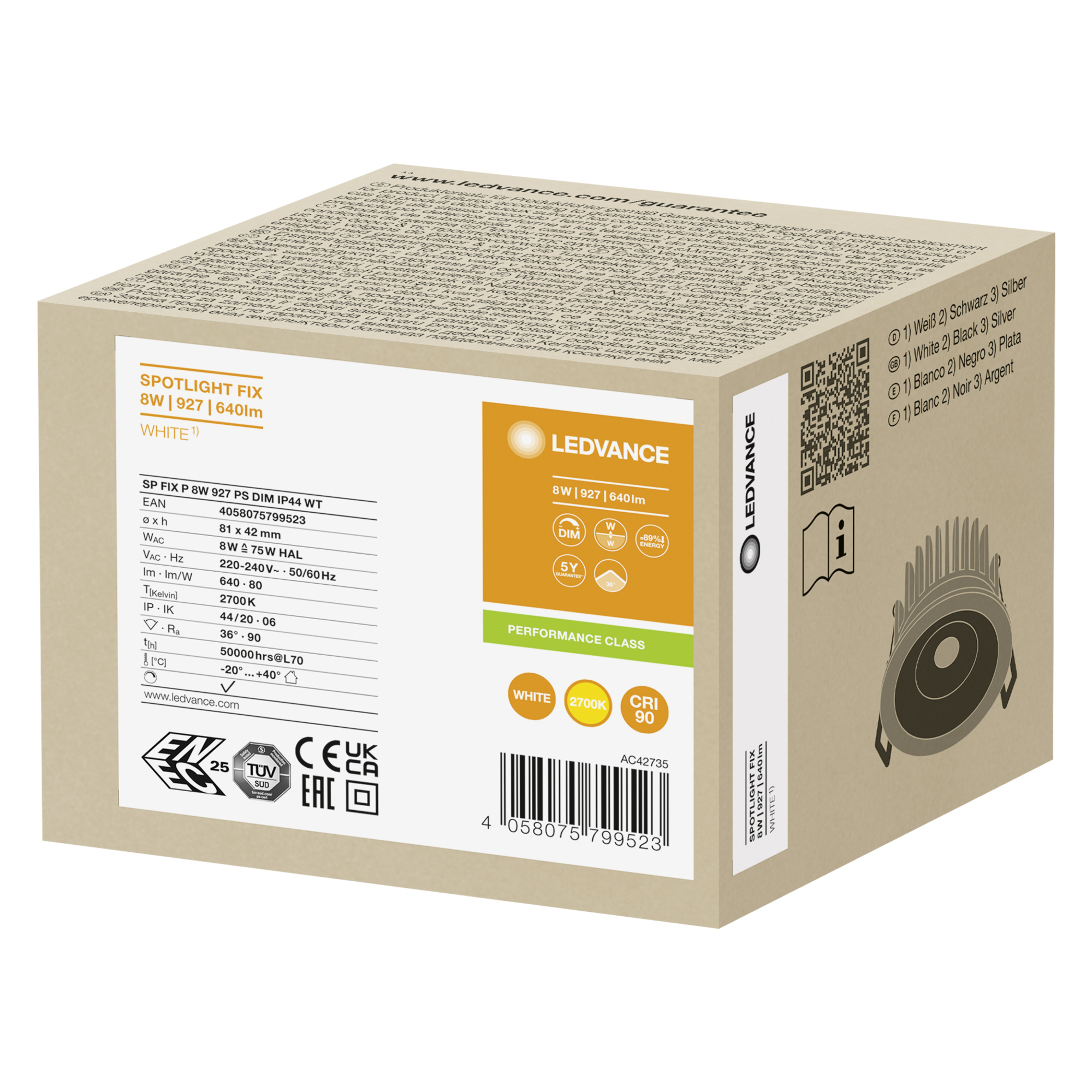 фото SPOT FIX 8W 927 PS DIM IP44 WT