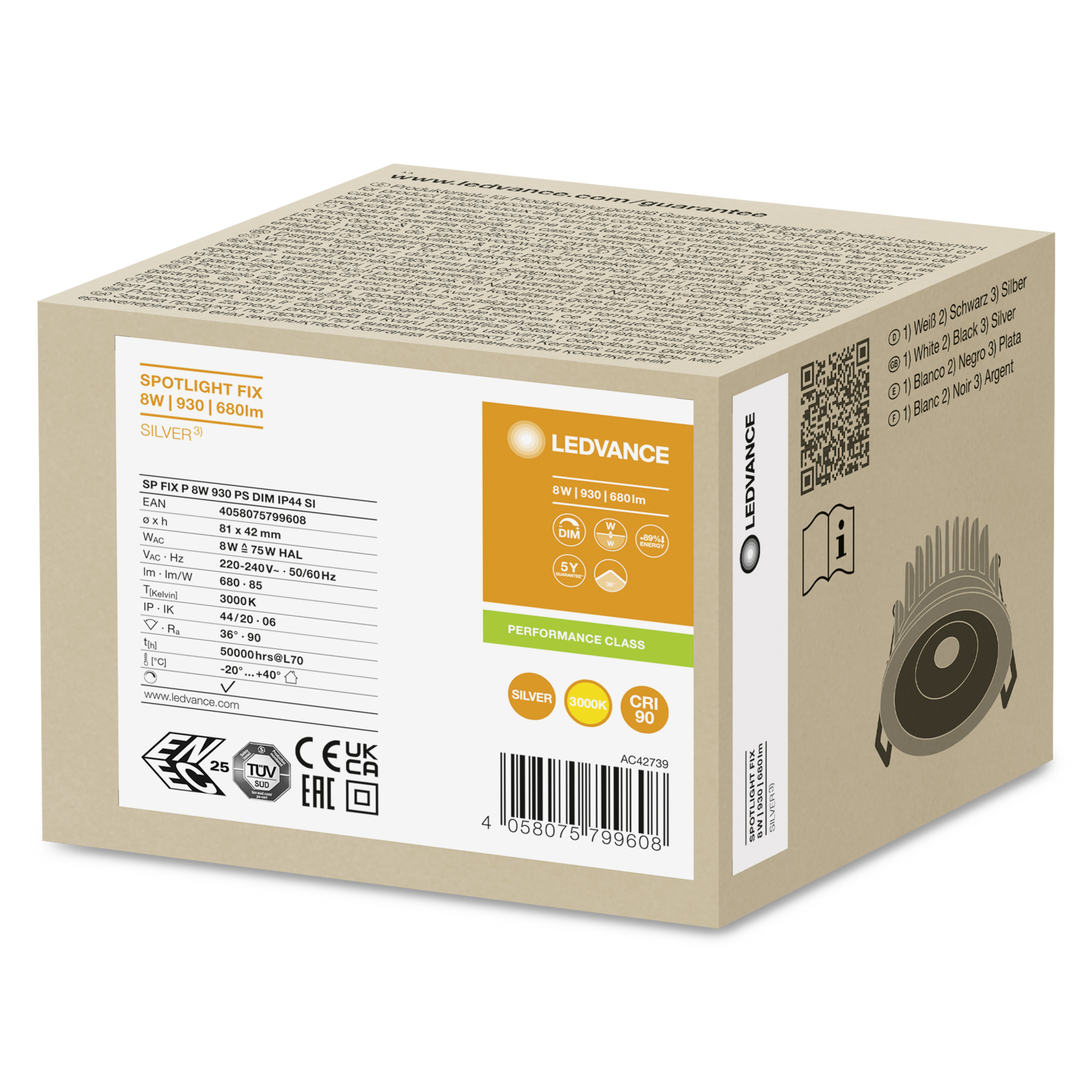 фото SPOT FIX 8W 930 PS DIM IP44 SI