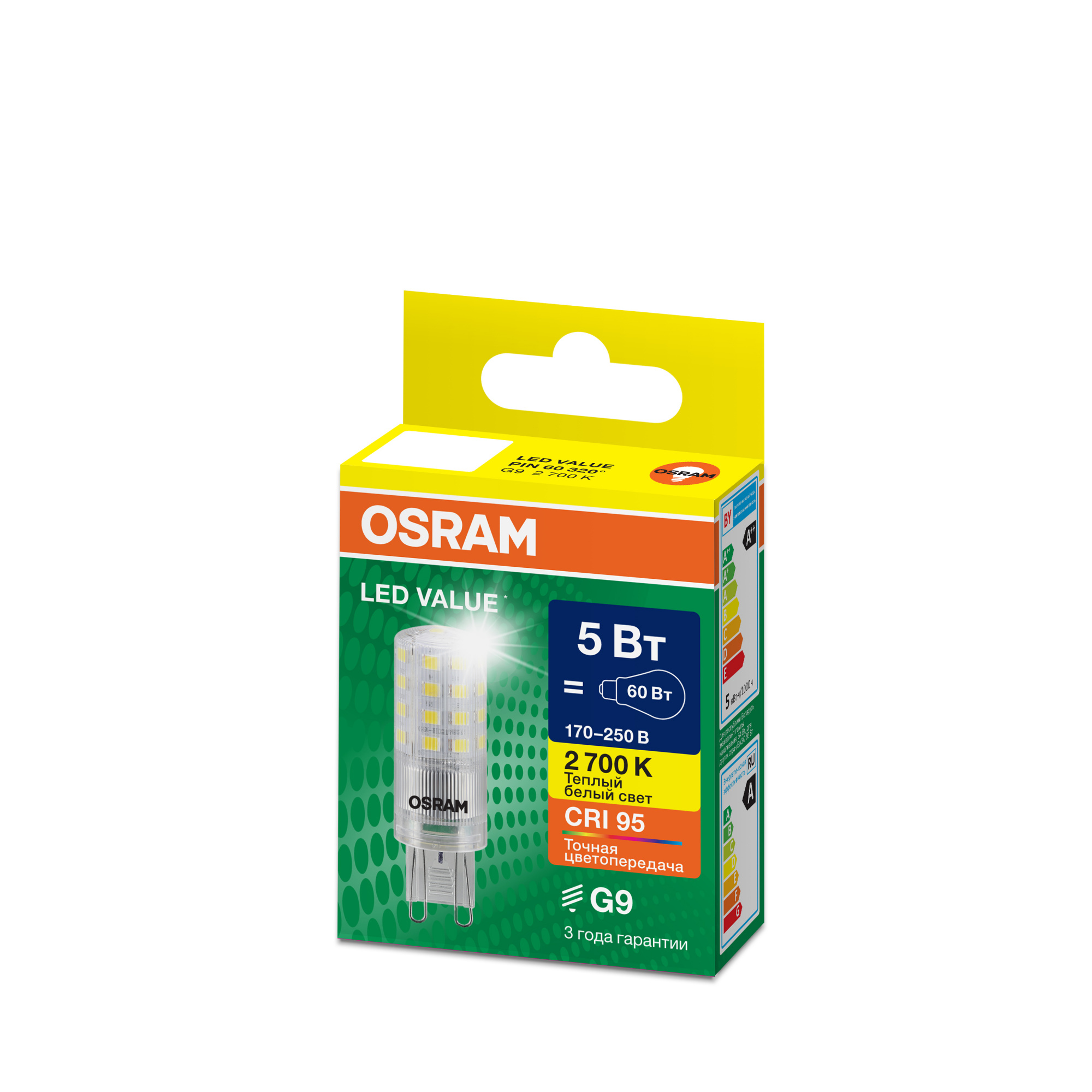 фото LVPIN60 5W/927 170-250V CL G9 OSRAM