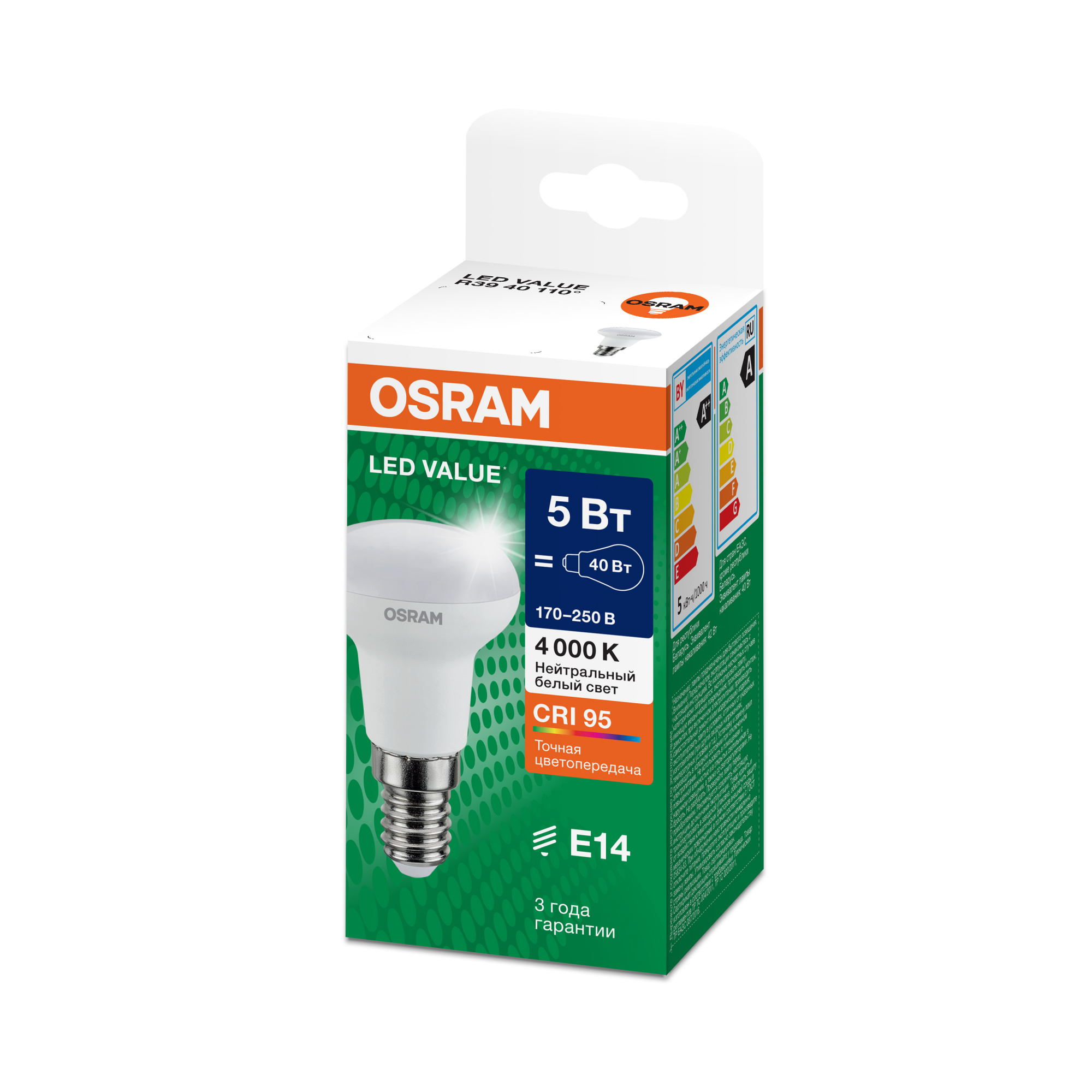 фото LVR3940 5W/940 170-250V FR E14 OSRAM