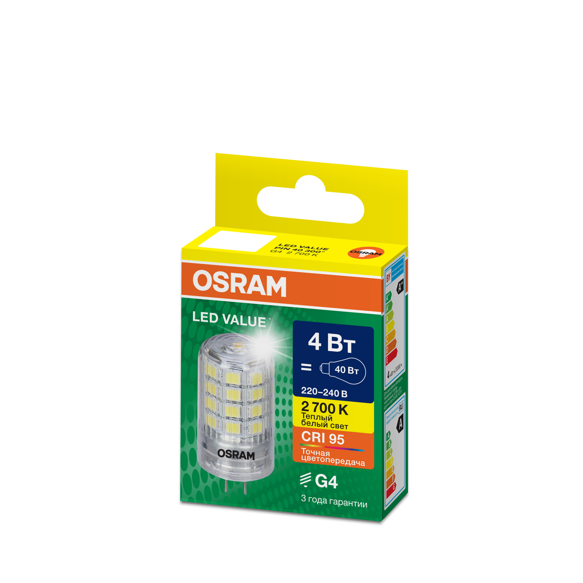 фото LVPIN40 4W/927 220-240V CL G4 OSRAM