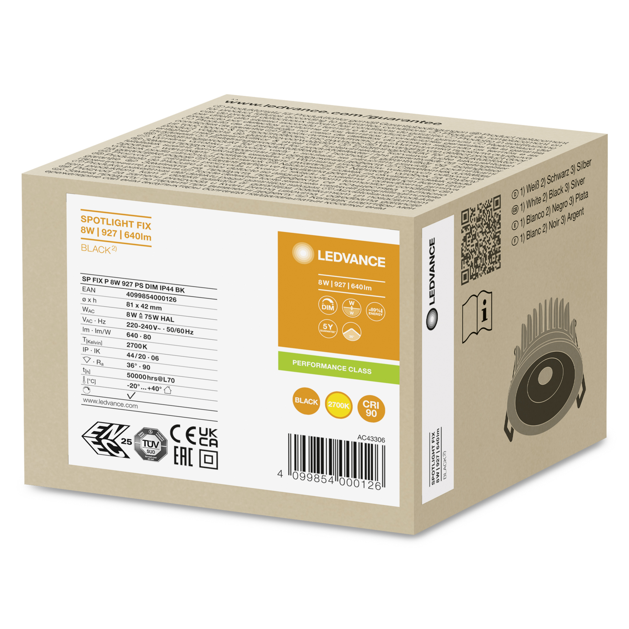 фото SPOT FIX 8W 927 PS DIM IP44 BK