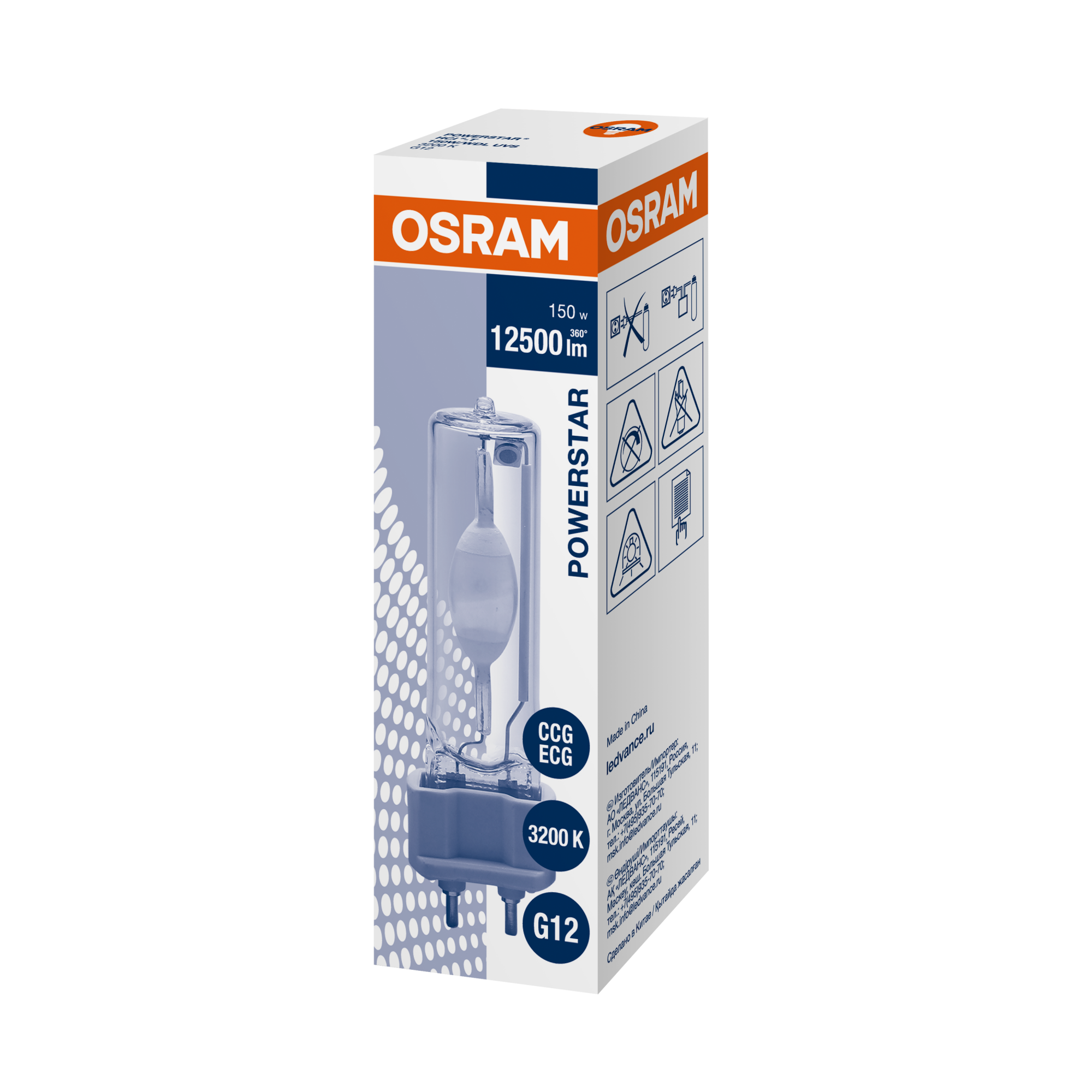 фото HQI-T 150W/WDL UVS G12 FS1 OSRAM